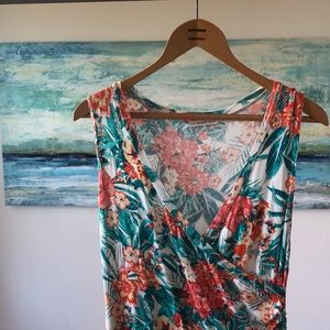 Tropical floral full length dress